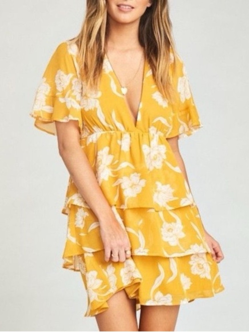 Show me your mumu Yellow Floral Tiered Dress